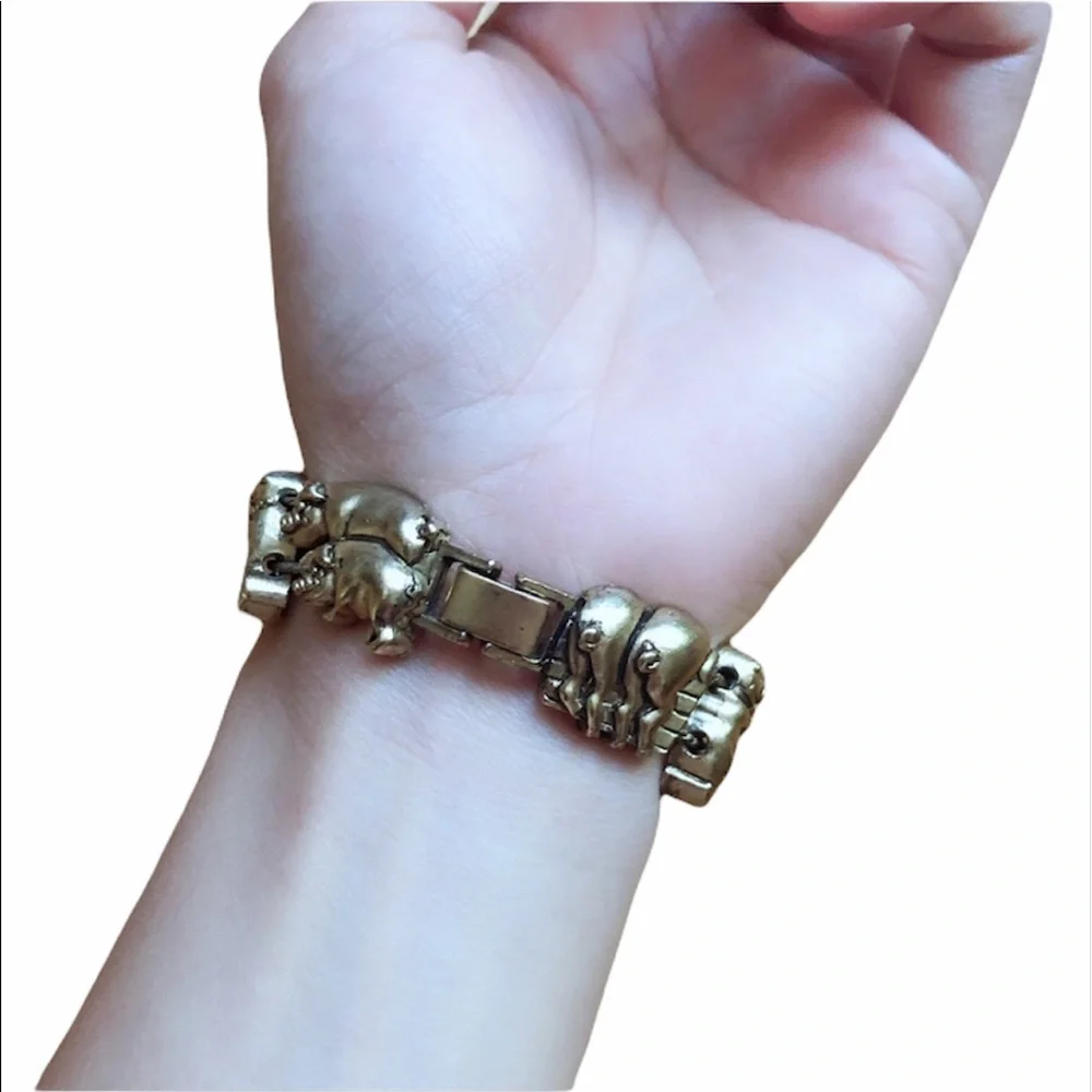 Vintage Gold Tone Piggy Bracelet